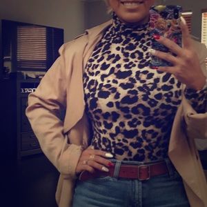 Beautiful and sexy turtle neck leopard bodysuit